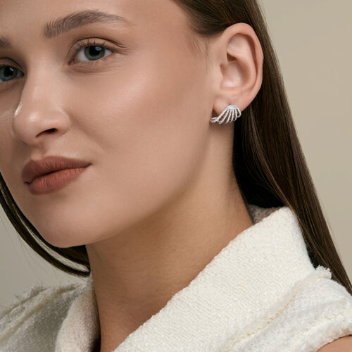 Cercei Pusete din aur alb cu pietre Diamant