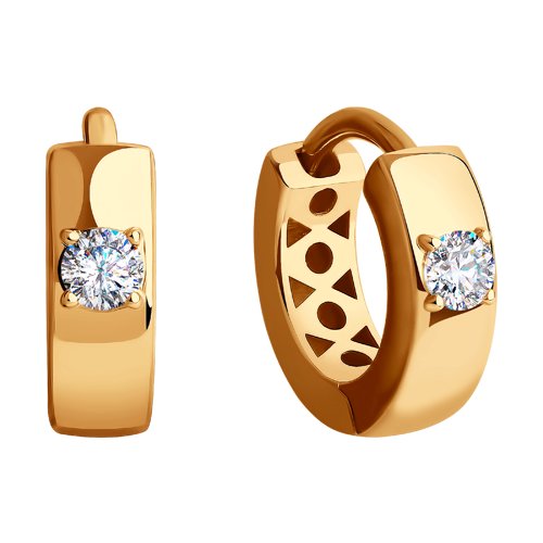 Cercei Creole din aur roșu cu pietre Cubic Zirconia Incolor