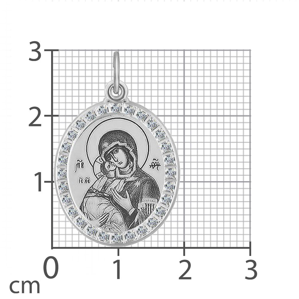 Иконка из серебра с камнями Фианит