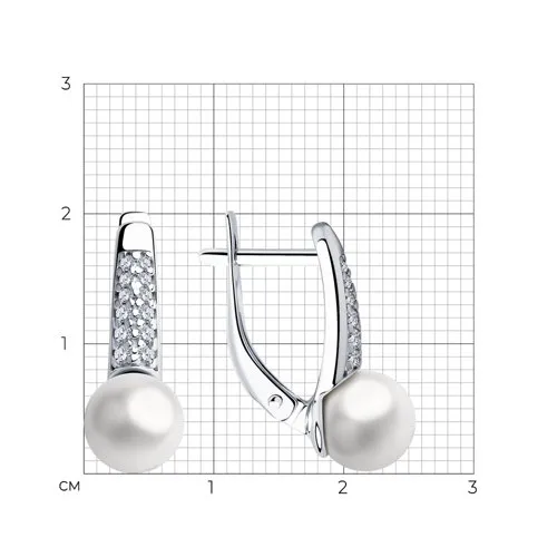 Cercei din argint cu Cubic Zirconia Incolor, Perla Imit.