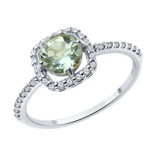 Inel din argint cu Cubic Zirconia Incolor, Prasiolit