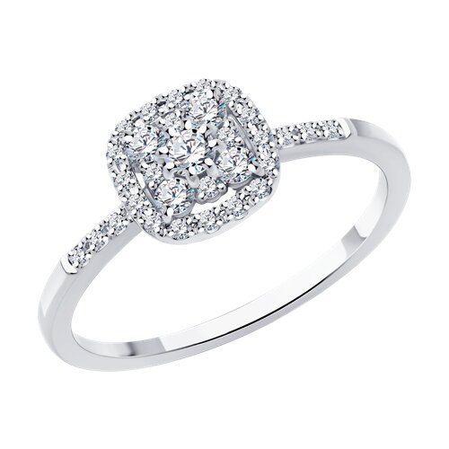 Кольцо из белого золота с камнями Бриллиант