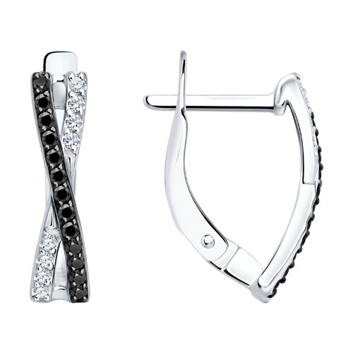 Cercei din aur alb cu pietre Cubic Zirconia Incolor, Cubic Zirconia Negru