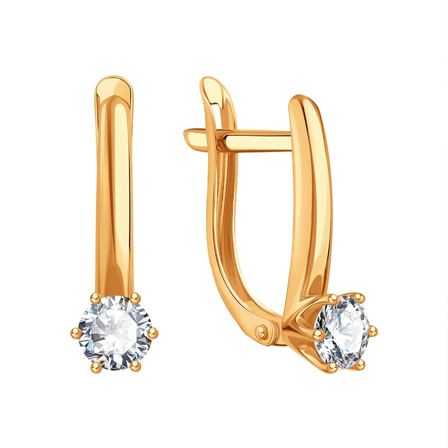 Cercei din aur roșu cu Cubic Zirconia Incolor