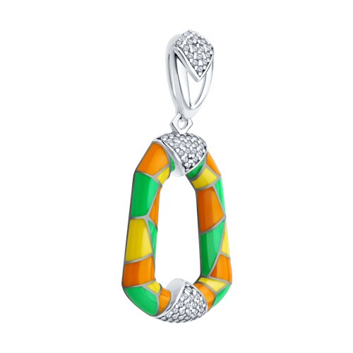 Pandantiv din argint  cu pietre Cubic Zirconia Incolor, Emailare