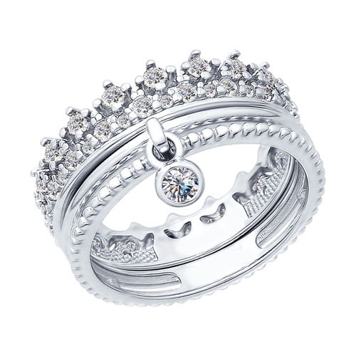 Кольцо из серебра с камнями Фианит