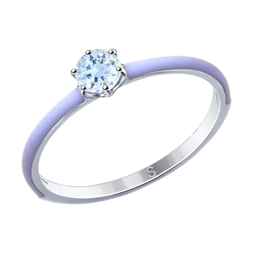 Inel din argint cu Cubic Zirconia Albastru, Emailare