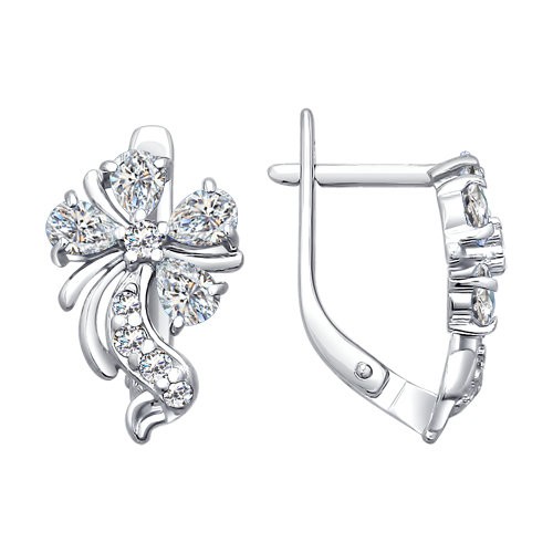 Серьги из серебра с камнями Фианит