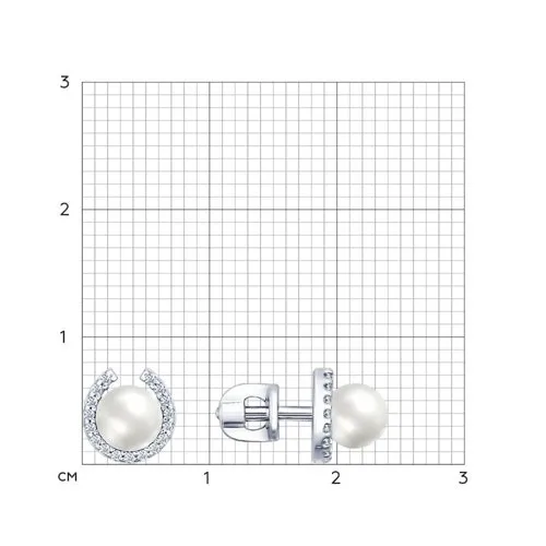 Cercei Pusete din argint cu Cubic Zirconia Incolor, Perla Imit.