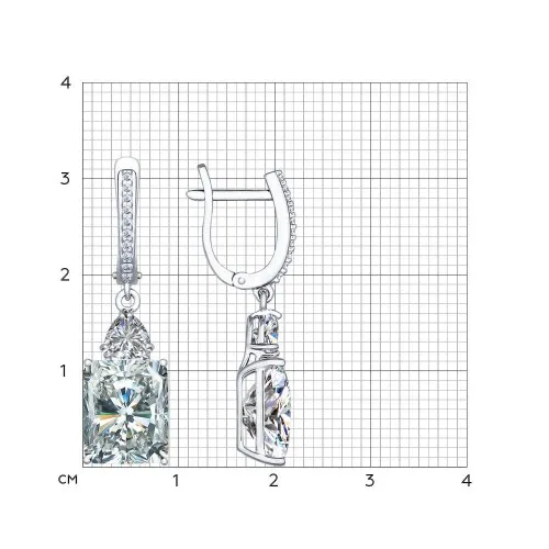 Cercei Suspendați din argint cu Cubic Zirconia Incolor