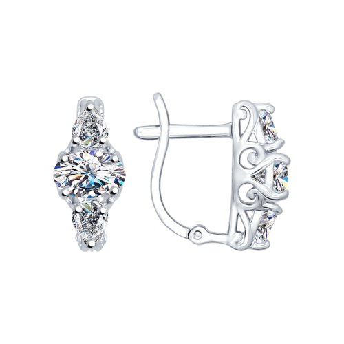 Cercei din argint  cu pietre Cubic Zirconia Incolor