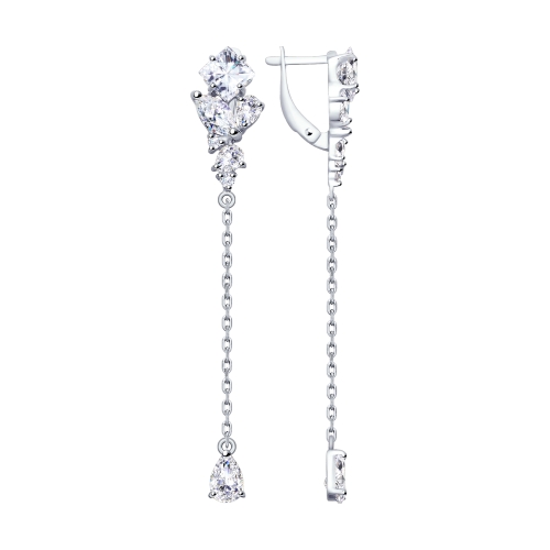 Cercei suspendați din argint  cu pietre Cubic zirconia