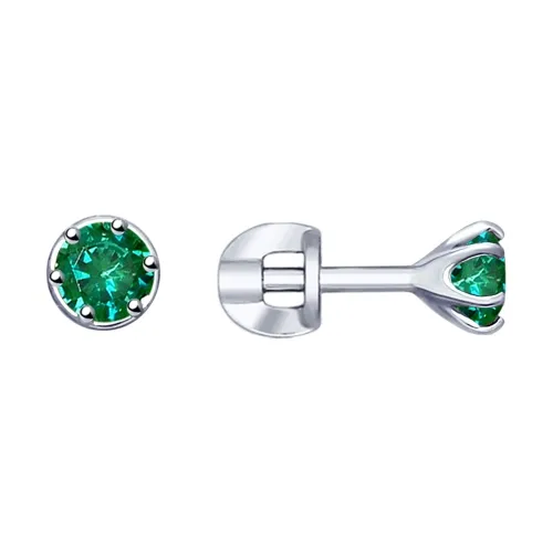 Cercei Pusete din argint cu Cubic Zirconia Verde