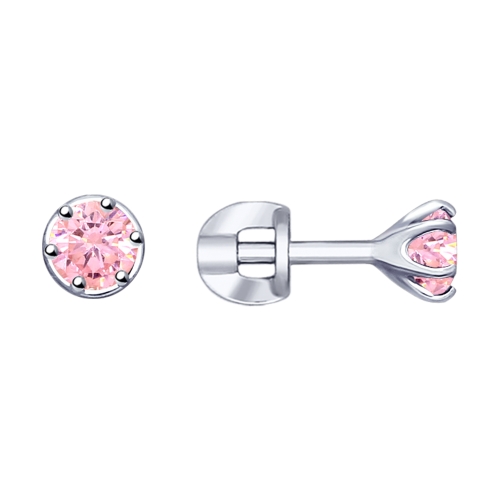 Cercei Pusete din argint  cu pietre Cubic Zirconia Roz