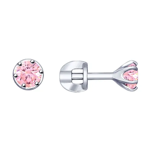 Cercei Pusete din argint cu Cubic Zirconia Roz