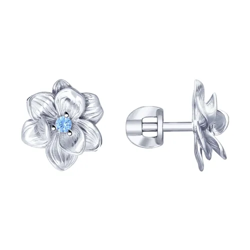 Cercei Pusete din argint cu Cubic Zirconia Albastru