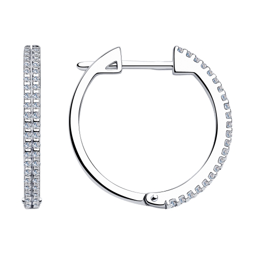 Cercei Creole din argint  cu pietre Cubic Zirconia Incolor