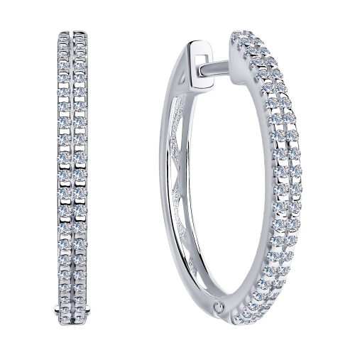 Cercei Creole din argint  cu pietre Cubic Zirconia Incolor