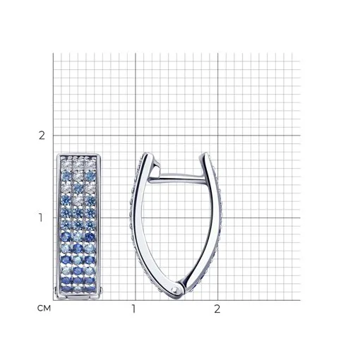 Cercei din argint cu Cubic Zirconia Incolor, Cubic Zirconia Albastru și Cubic Zirconia Albastru Safir