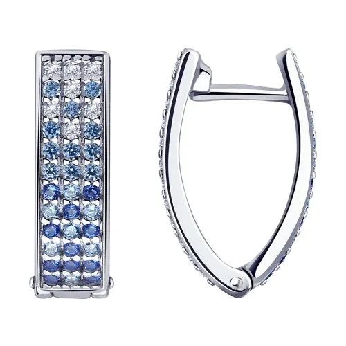 Cercei din argint cu Cubic Zirconia Incolor, Cubic Zirconia Albastru și Cubic Zirconia Albastru Safir