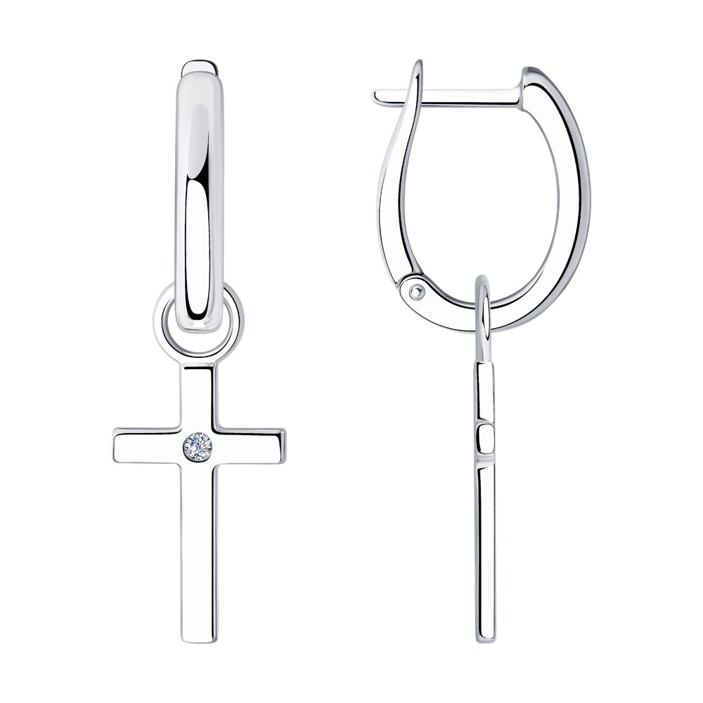 Cercei Suspendați din argint  cu pietre Cubic Zirconia Incolor, Perla Imit.
