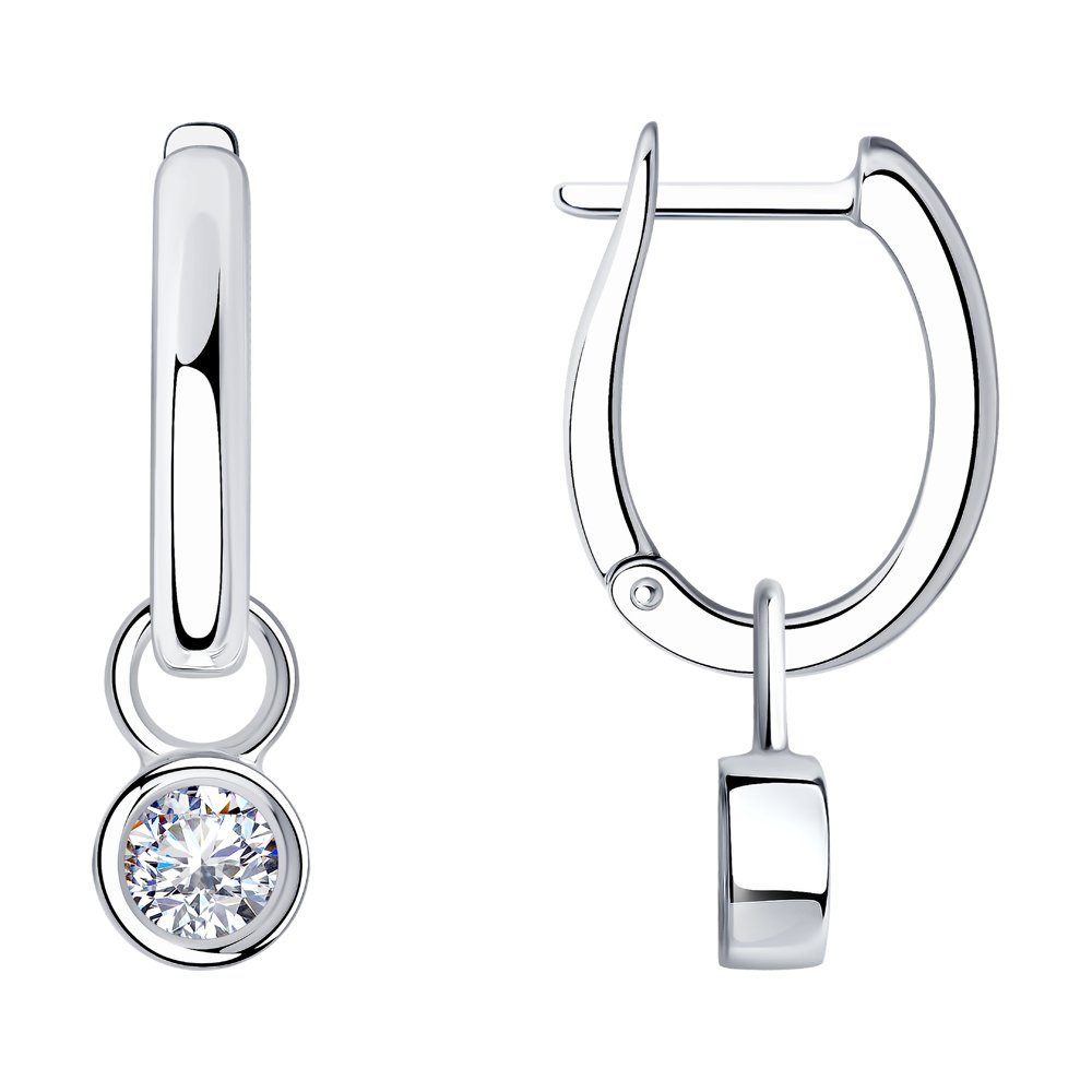 Cercei Suspendați din argint  cu pietre Cubic Zirconia Incolor, Perla Imit.