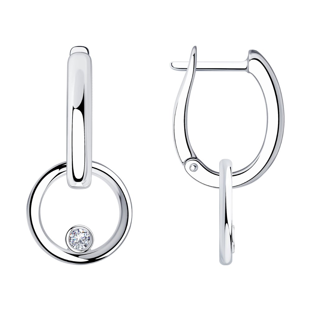 Cercei Suspendați din argint  cu pietre Cubic Zirconia Incolor, Perla Imit.