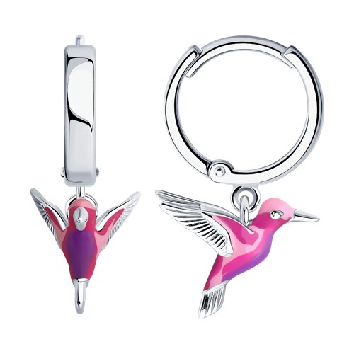 Cercei Creole din argint  cu pietre Emailare