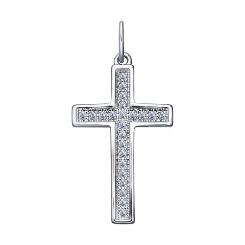 Cruce din argint  cu pietre Cubic Zirconia Incolor