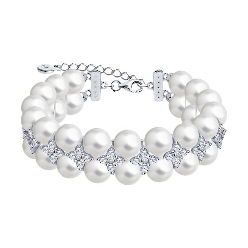Brățară din argint  cu pietre Cubic Zirconia Incolor, Perla Imit.