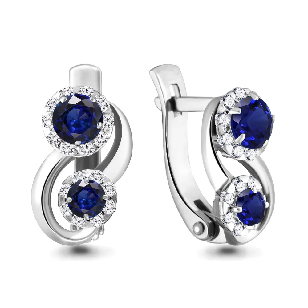 Cercei din aur alb cu Diamant, Safir