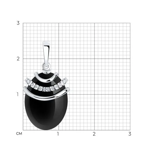 Pandantiv din argint cu Cubic Zirconia Incolor, Agat negru