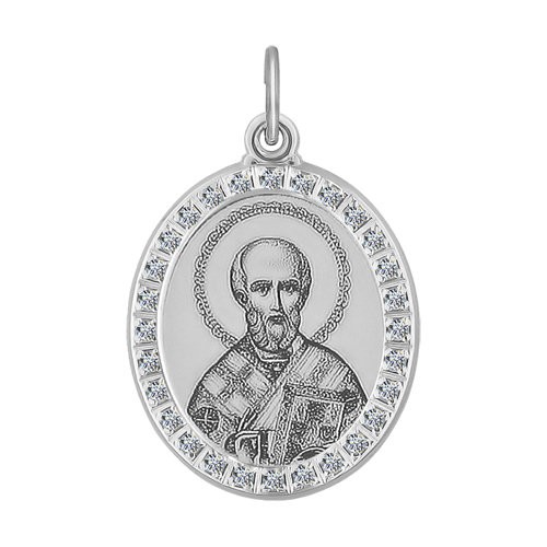 Иконка из серебра с камнями Фианит