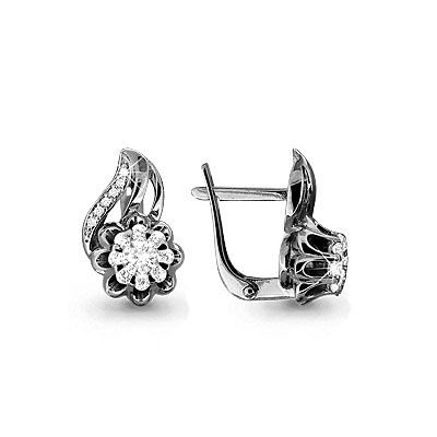 Cercei din aur alb cu pietre Diamant
