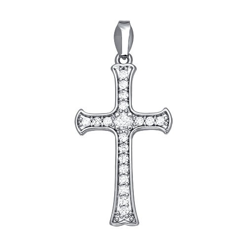 Cruce din argint  cu pietre Cubic Zirconia Incolor
