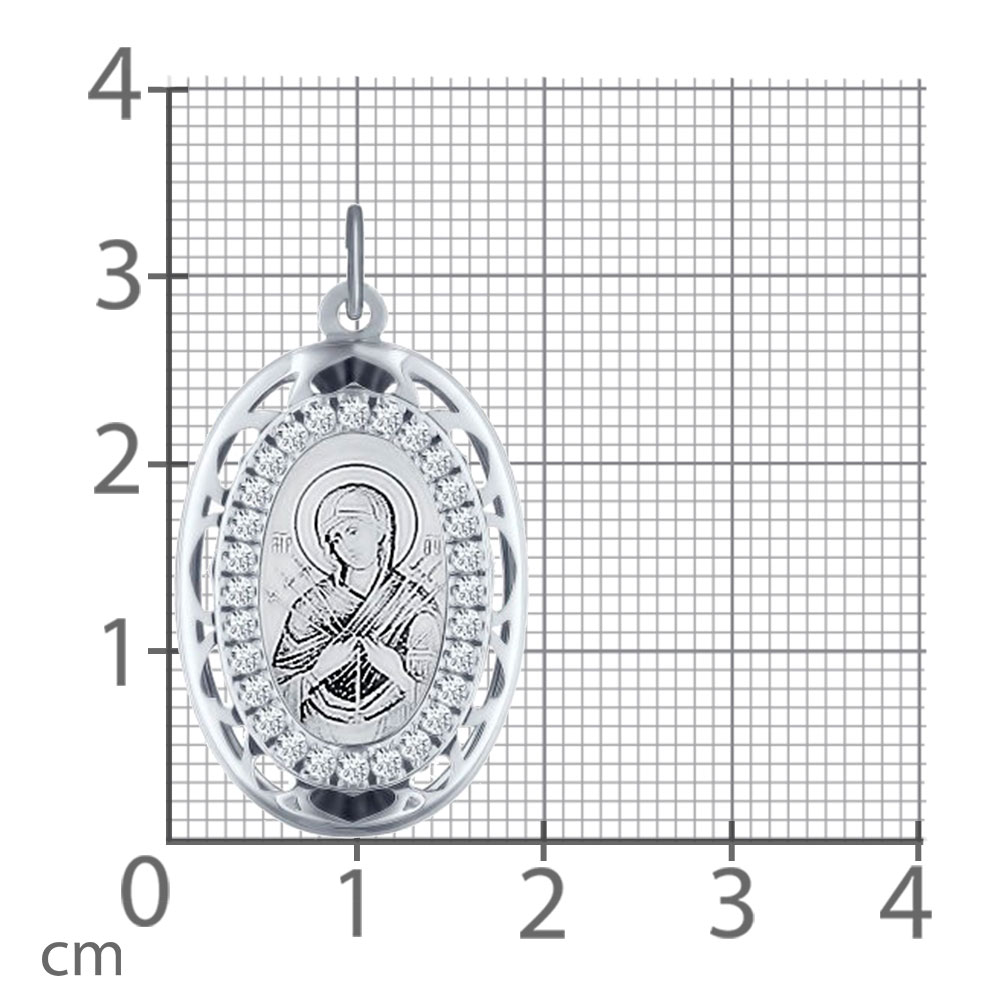 Иконка из серебра с камнями Фианит