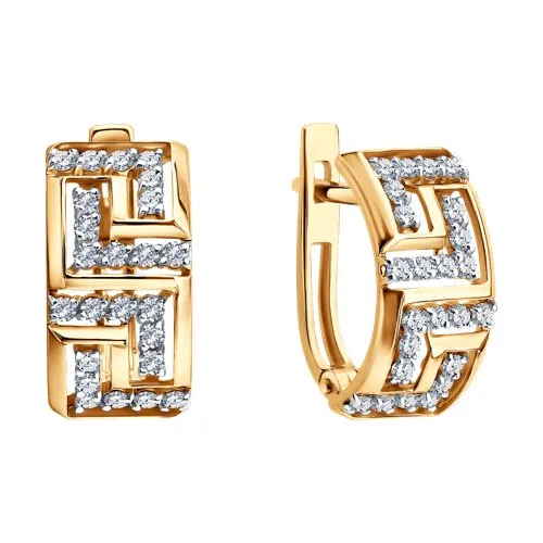 Cercei din aur roșu cu Cubic Zirconia Incolor