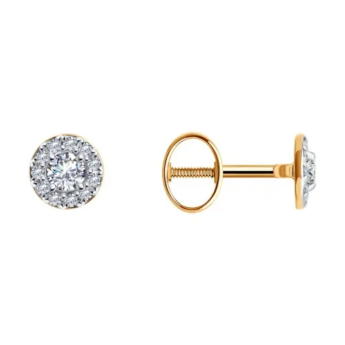 Cercei Pusete din aur roșu cu Cubic Zirconia Incolor
