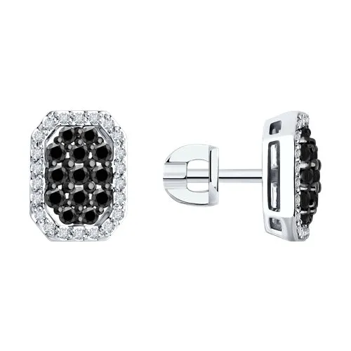 Cercei Pusete din aur alb cu Diamant, Diamant negru