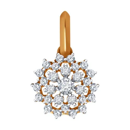 Pandantiv din aur roșu cu Cubic Zirconia Incolor