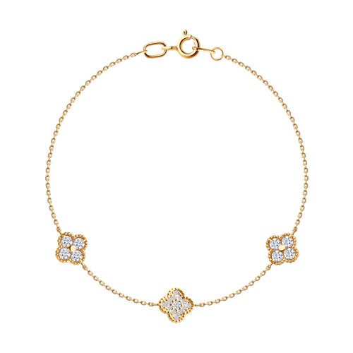 Brățară din aur roșu cu pietre Cubic Zirconia Incolor