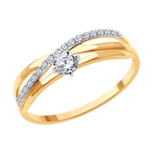 Inel din aur roșu cu pietre Cubic Zirconia Incolor