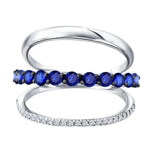 Inel din aur alb cu Diamant, Safir