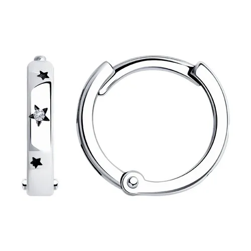 Cercei Creole din argint cu Cubic Zirconia Incolor