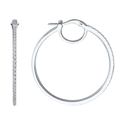 Серьги Конго из белого золота с камнями Бриллиант