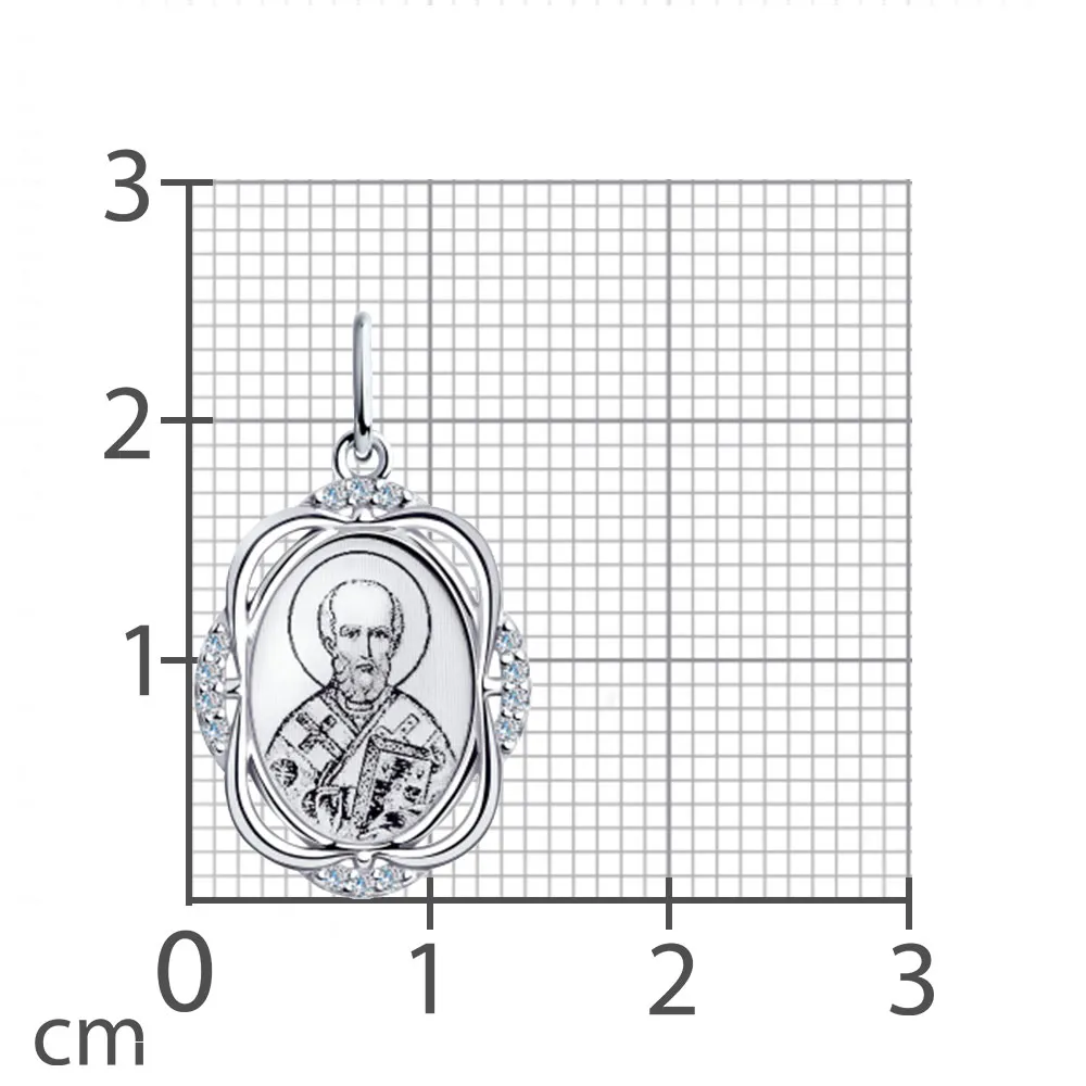 Иконка из серебра с камнями Фианит