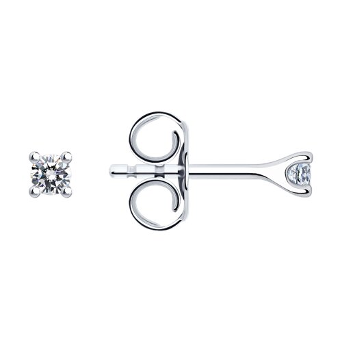 Серьги Пусеты из серебра с камнями Фианит