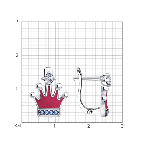 Cercei p-u copii din argint  cu pietre Cubic Zirconia Incolor, Cubic Zirconia Albastru și Emailare