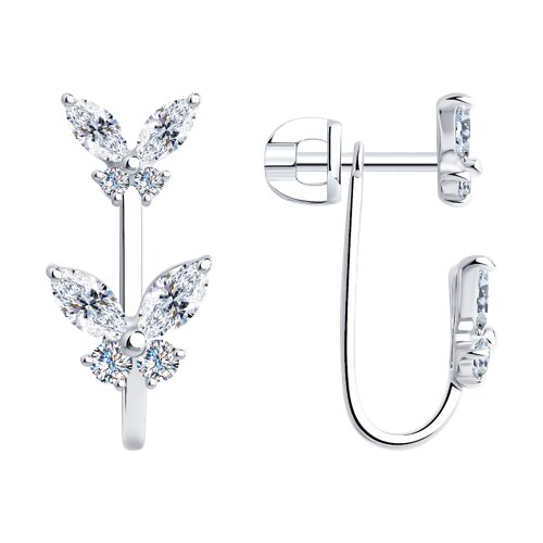 Cercei Pusete din argint  cu pietre Cubic Zirconia Incolor