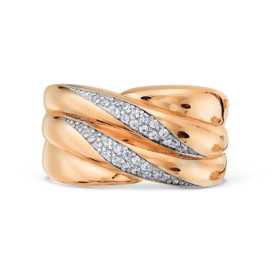 Inel din aur roșu cu pietre Cubic Zirconia Incolor
